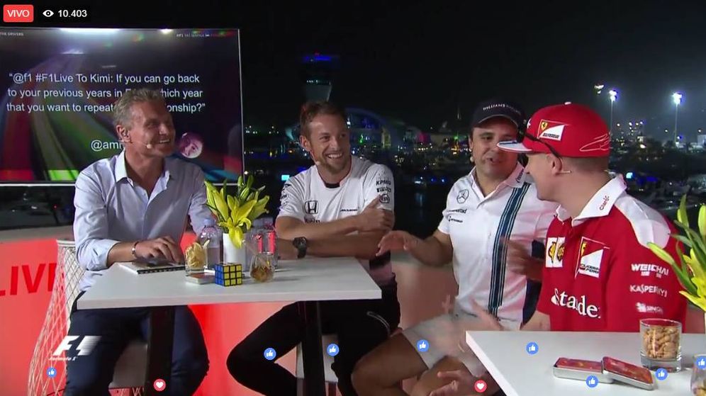Foto: De derecha a izquierda: Coulthard, Button, Massa y Raikkonen.